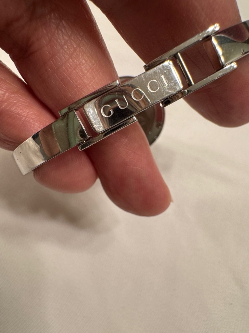 Authentic Gucci Silver Bangle Watch with Green and Red Stripe Dial - Picture 2 of 14